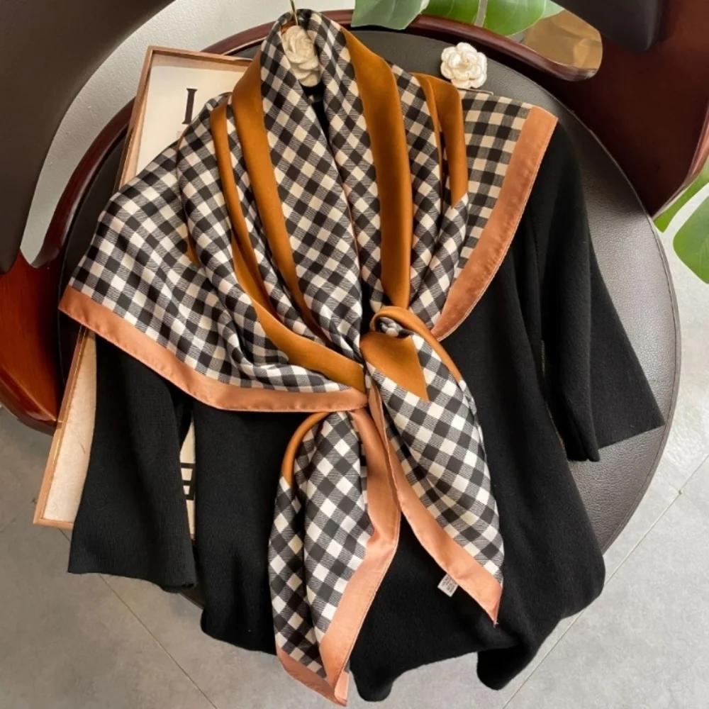 Miss Lucas Elegant Checkered Silky Scarf